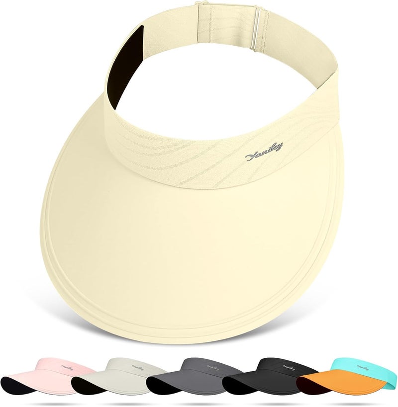 YANIKY Sun Visor for Women Wide Brim Summer UPF50+ UV Protection Seamless Sun Hats Foldable Beach Cap - Image 1